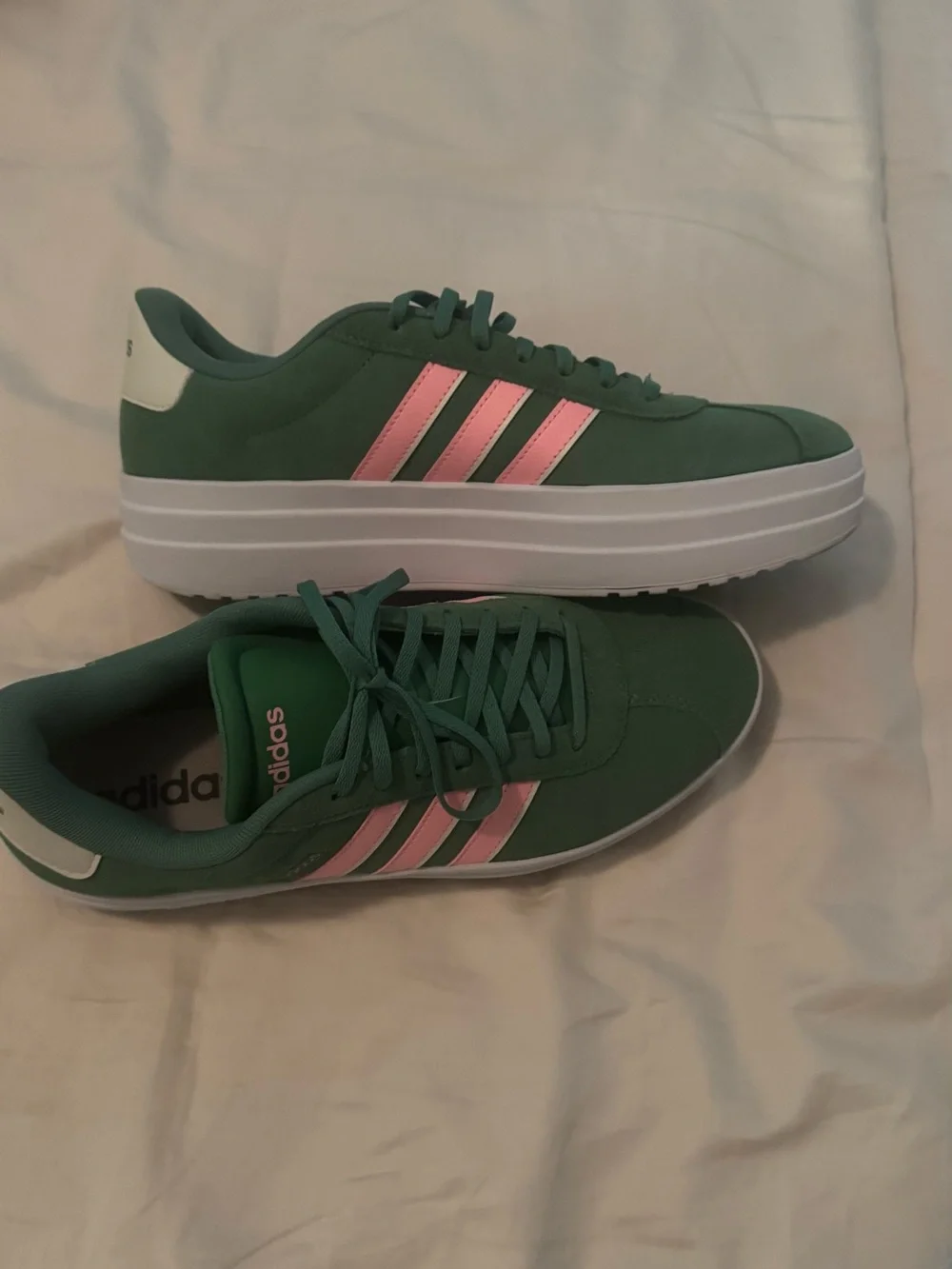 adidas Women's platform Green & Pink Classic Sneaker - Picture 2 of 3